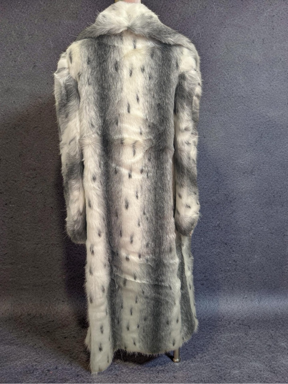 Rare Vintage Olympia Faux Fur Coat Womens M Snow Leopard Print Maxi Long Glam - Picture 9 of 16